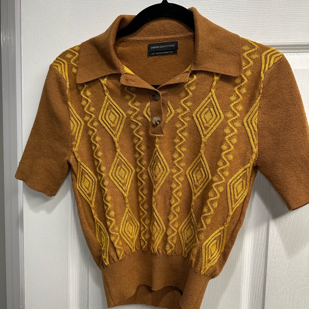Urban Outfitters Geometric Brown and Yellow Sweater